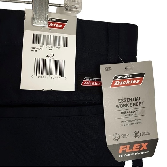 Dickies Men’s Size 42 Flex Work Short Relaxed Fit Navy Workwear Flat Front NWT - Picture 8 of 9